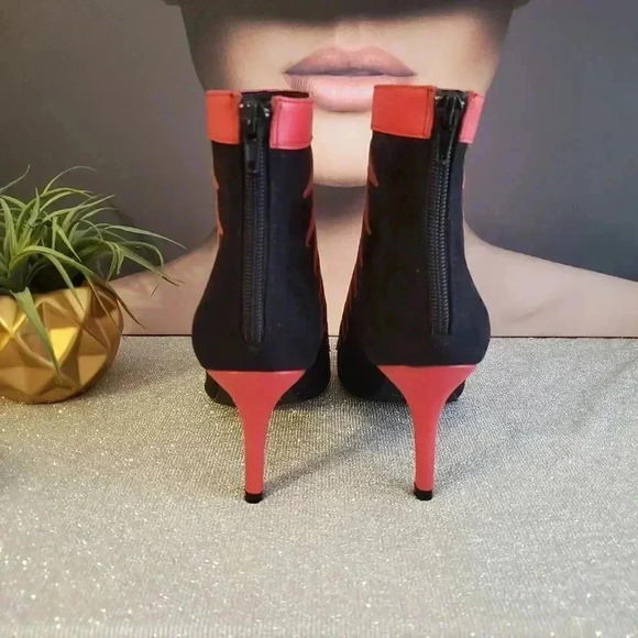 Ashro Red and Black Zig Zag Greccia Bootie Boots - Picture 4 of 9
